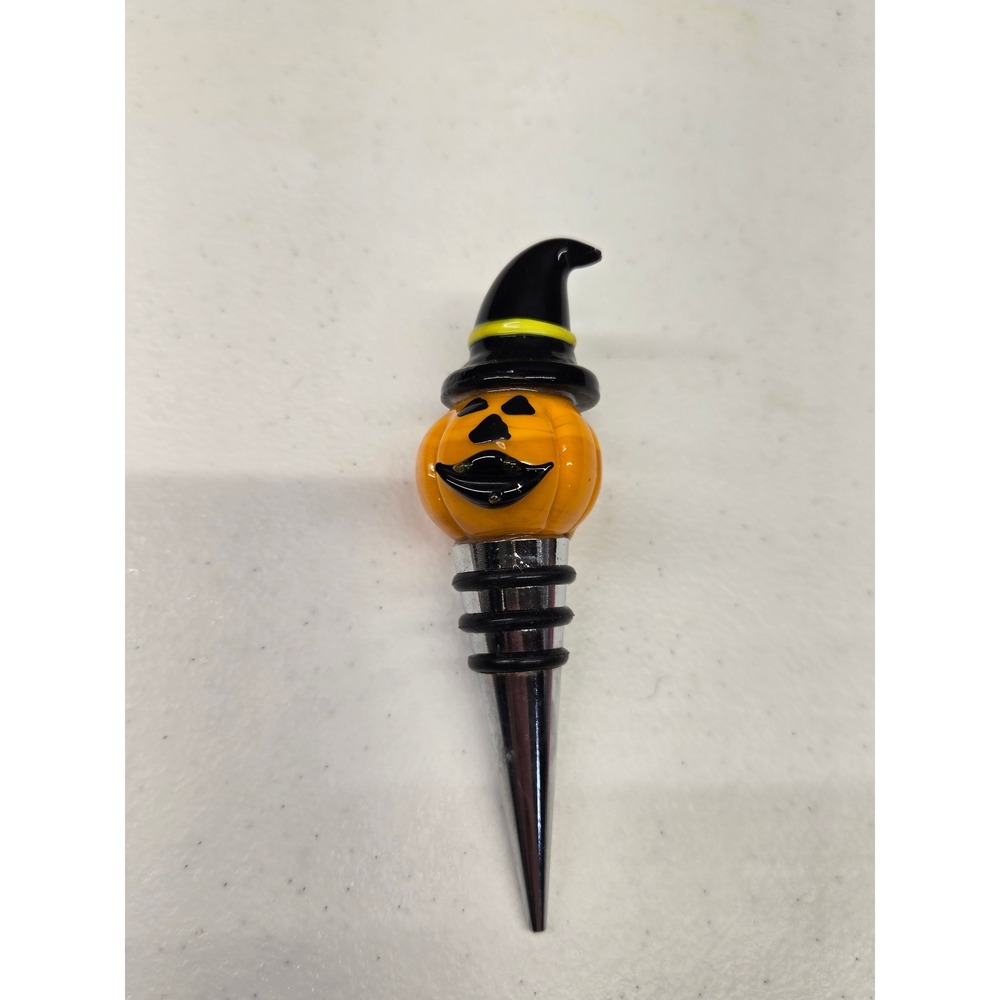 Halloween Pumpkin‎ Witch Hat Glass Wine Bottle Stopper Jack-O-Lantern Barware